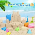 Beach Toys Sand Toys for Kids, Sand Castle Toys with Castle Bucket, Sand Molds, Shovel and Rake, Sandbox Toy for Toddlers 1-3 4