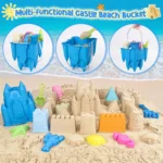 Beach Toys Sand Toys for Kids, Sand Castle Toys with Castle Bucket, Sand Molds, Shovel and Rake, Sandbox Toy for Toddlers 1-3 4