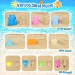 Beach Toys Sand Toys for Kids, Sand Castle Toys with Castle Bucket, Sand Molds, Shovel and Rake, Sandbox Toy for Toddlers 1-3 4