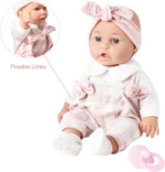 Enjoyin 12'' Baby Doll in Gift Box with Pink Cloths, Pacifier, 13''x13'' Microfabric Blanket, and Feeding Bottle.