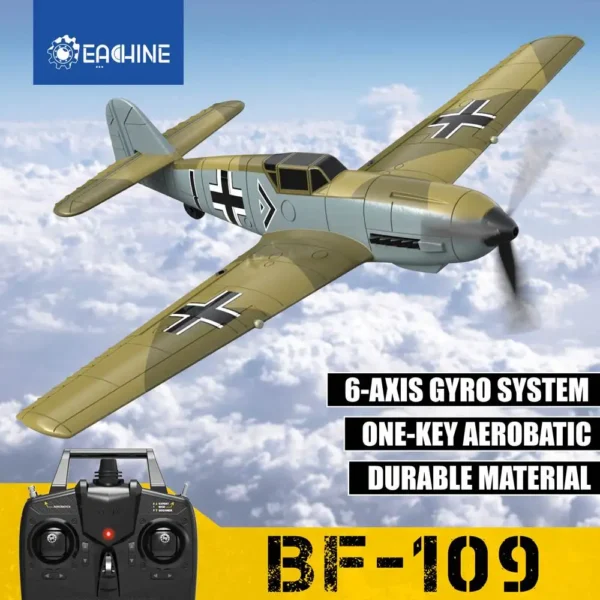 Eachine BF109 RC Airplane 2.4GHz 4CH 400mm Wingspan 6-Axis One Key U-Turn Aerobatic Xpilot Stabilization System EPP Mini RTF Toy