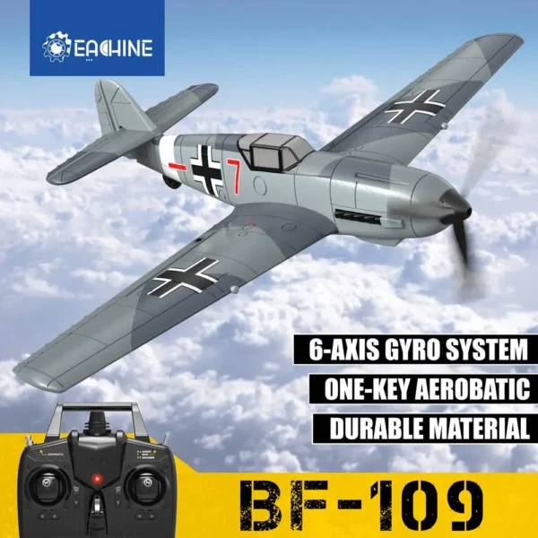 Eachine BF109 RC Airplane 2.4GHz 4CH 400mm Wingspan 6-Axis One Key U-Turn Aerobatic Xpilot Stabilization System EPP Mini RTF Toy