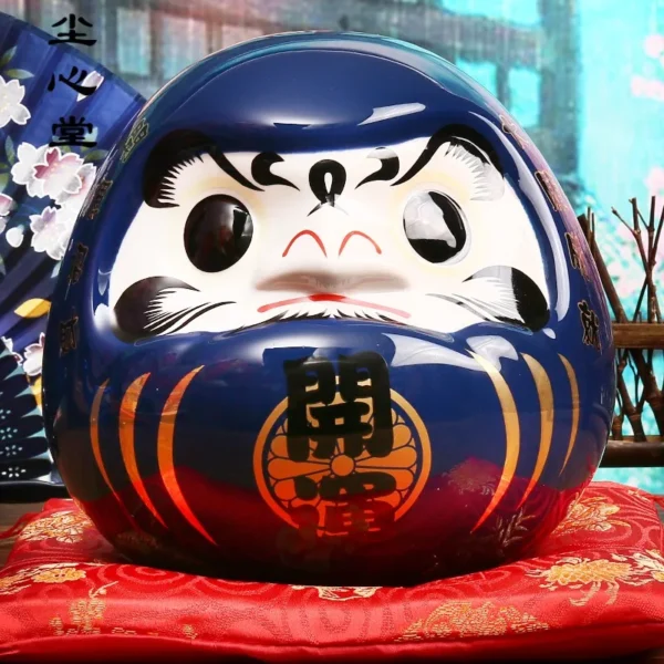 7.5 Inch Japanese Daruma Ornament Ceramic Money Box Dharma Coin Bank Maneki Neko Fortune Figurine Feng Shui Wedding Gift