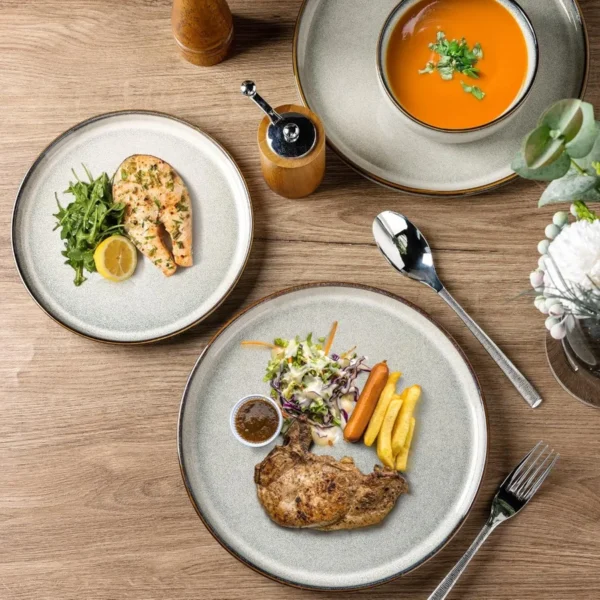 Ceramic Dinnerware Sets for 6 18 Pieces Stoneware Plates and Bowls Sets Reactive Glaze Dishes Scratch Resistant DishwasherandMi