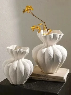 French Ceramic Vase Minimalist Floral Vessel Table Centerpiece Home Decor For Women Gift For Anniversary Birthday