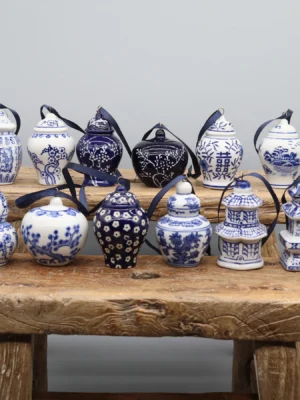 Set of 12 Ceramic Pedants, Mini Porcelain Jar Models, Hanging Ornaments, Home Decoration
