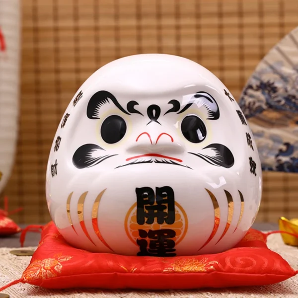 7.5 Inch Japanese Daruma Ornament Ceramic Money Box Dharma Coin Bank Maneki Neko Fortune Figurine Feng Shui Wedding Gift