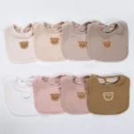 Cute Bear Muslin Cotton Baby Bibs Saliva Towel U-Absorbent Pockets Korean Children Kids Boys Girls Bandanas Feeding Burp Clothes