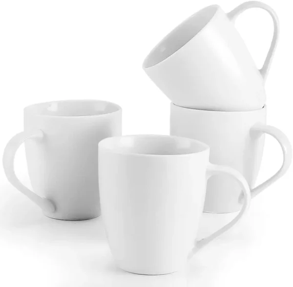 White Coffee Mugs Set of 4, 16 Ounce Mug with Handles, Ceramic Coffee Cups, Porcelain Mugs Sets, Large Coffee Mugs for CoffeeTea