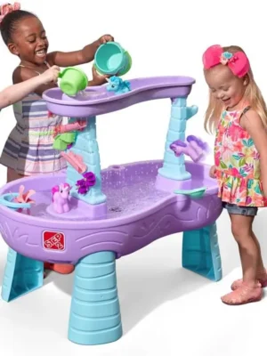 Rain Showers and Unicorns Water Table, Kids Water and Sand Activity Sensory Playset, Summer Outdoor Toys, 13 Piece Water Toy Acc