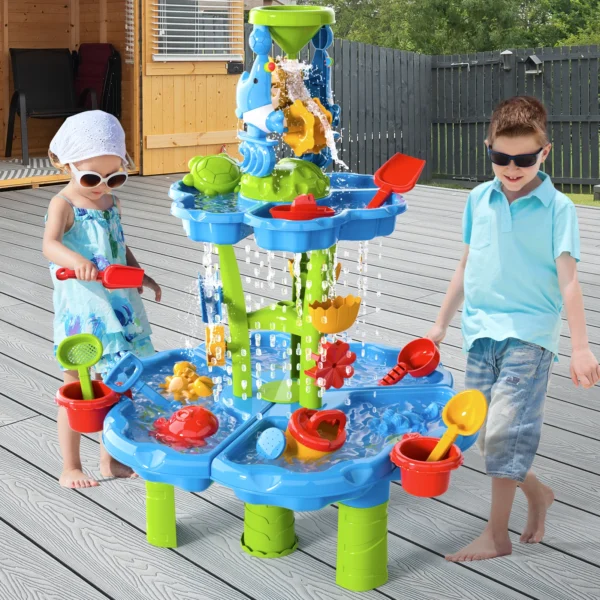 Kids Splash Sand Table Water Toys Summer Outdoot Showers Splash Tower Water Table For Kids Beach 4 In1 Table Ctivity Sensory Toy