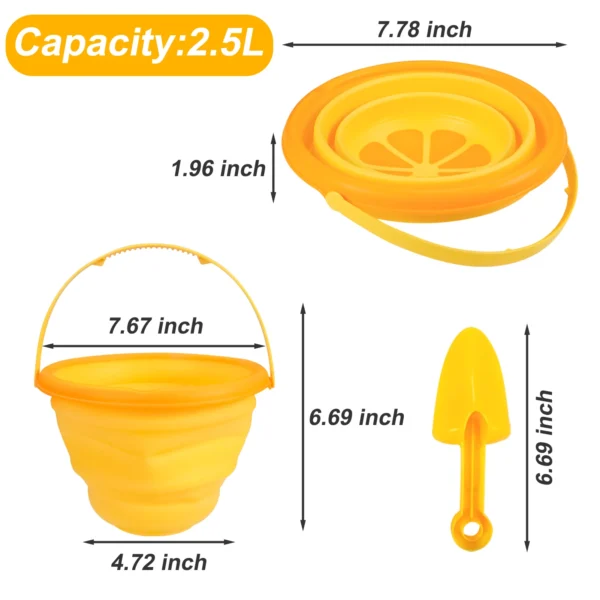 Beach Sand Toys Set for Kids,Silicone Collapsible Foldable Beach Bucket Travel Beach Toys for Summer Camping for Boys Girls