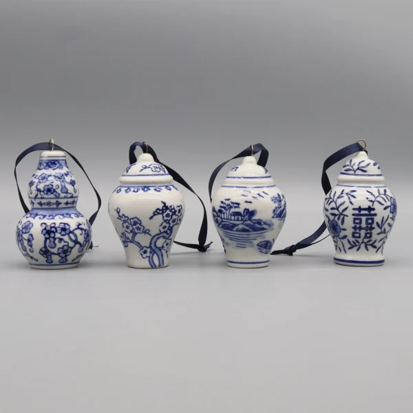 Set of 12 Ceramic Pedants, Mini Porcelain Jar Models, Hanging Ornaments, Home Decoration