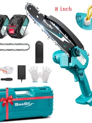 Seesii 8'' Mini Electric Chainsaw Cordless Rechargeable Handheld Cutting Wood&Pipe Garden Power Tools For Makita 18V Battery Pin