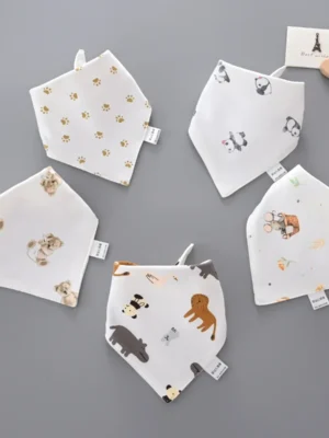 5pcs/lot Baby Bibs Cotton Saliva Towel Triangle Scarf Newborn Double Layer Burp Cloths Bandana Baby Accessories Newborn