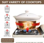 White Ceramic Casserole Pot with Lid 3.4 Quart Clay Cookware Stockpot for Soup Rice Stew