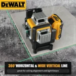DeWalt DW089LG 12 - Line 3 - Side 360° Self - leveling Green Laser Level: 12V Lithium - Battery - Powered