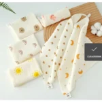 1/5pc Baby Face Towel Set - Newborn Cotton Muslin Items Includes Bibs Handkerchiefs Soft Saliva Towels & Feeding Burp Cloths