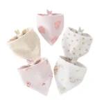 5pcs/lot Baby Bibs Cotton Saliva Towel Triangle Scarf Newborn Double Layer Burp Cloths Bandana Baby Accessories Newborn