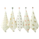 1/5pc Baby Face Towel Set - Newborn Cotton Muslin Items Includes Bibs Handkerchiefs Soft Saliva Towels & Feeding Burp Cloths