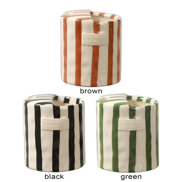 Hand-Painted Retro Striped Ceramic Coffee Mug Vintage Breakfast Cup Coffee Cup for Milk Coffee Juice Latte Hot Cold Drinks