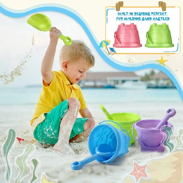 60 Pcs Sand Buckets Bulk for Kids Easter Sand Buckets and Shovels for Kids 5.5 Inch Plastic Beach Pails Toys for Girls Boys Gift
