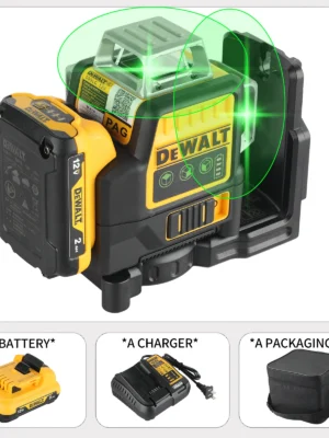 DeWalt DW089LG 12 - Line 3 - Side 360° Self - leveling Green Laser Level: 12V Lithium - Battery - Powered