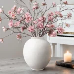 Large White Ceramic Vase, Rustic Farmhouse Decor, 9.8 Inch Tall for Home and Table