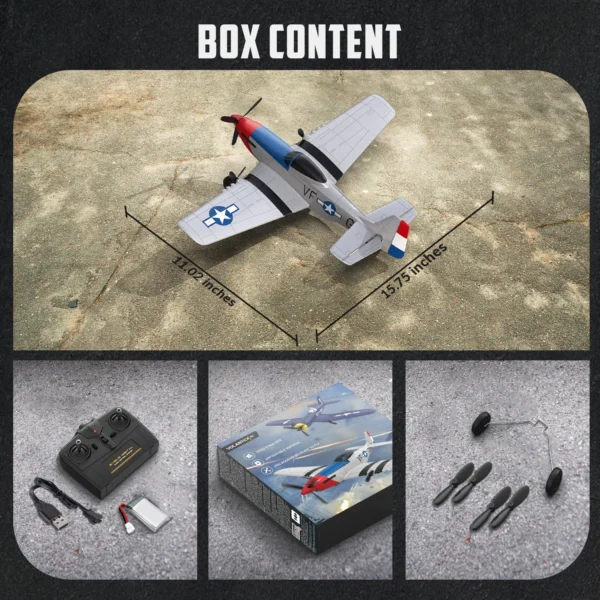 Volantexrc P51 Mustang 3CH Foam Airplane Remote Control Fighter 420mm Fixed Wingspan RTF Glider RC Warbird Airplane Toys Gifts