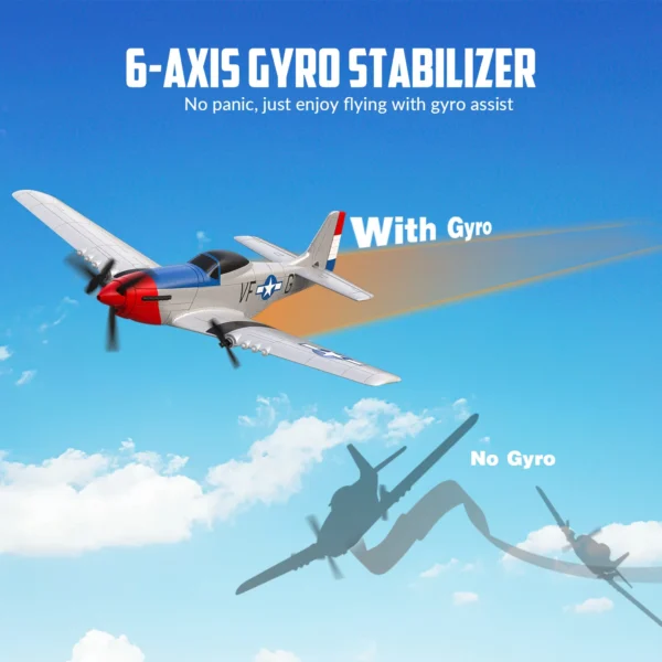 Volantexrc P51 Mustang 3CH Foam Airplane Remote Control Fighter 420mm Fixed Wingspan RTF Glider RC Warbird Airplane Toys Gifts