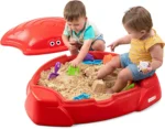 Coastal Crab Fully Assembled Sandbox for Kids, Toddler Outdoor Sand Box with Lid for Playground, Backyard, Ages 1.5 to 5 Years,