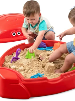 Coastal Crab Fully Assembled Sandbox for Kids, Toddler Outdoor Sand Box with Lid for Playground, Backyard, Ages 1.5 to 5 Years,