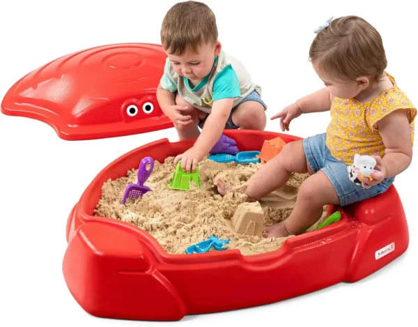 Coastal Crab Fully Assembled Sandbox for Kids, Toddler Outdoor Sand Box with Lid for Playground, Backyard, Ages 1.5 to 5 Years,