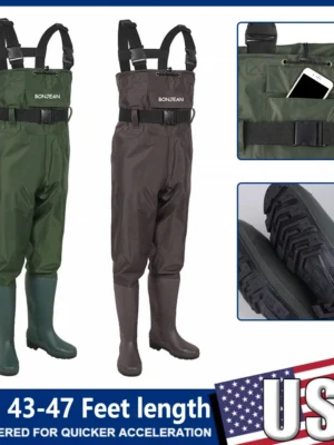 Waterproof Fishing Waders Pants Chest-Length Wader With Boots Durable Breathable Overalls Kit for Men Women Outdoor Raft Hunting