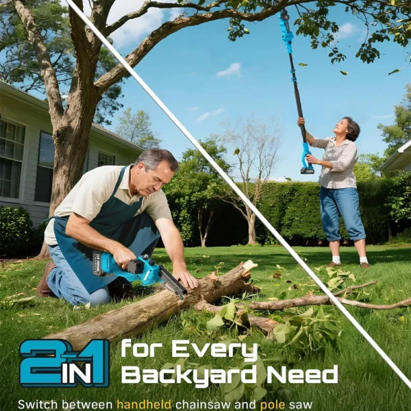 Seesii Brushless 6'' Electric Chainsaw with 2.5M Telescoping Pole High Branch Saw Garden Pruning Tool For Makita18V Battery pin