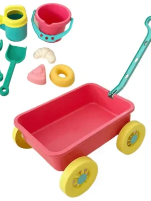 Toddler Beach Toys Early Learning Sand Play Toys With Trolley 8 Pieces Fun Outdoor Playset For Seaside Beach Outside Camping