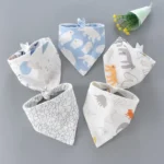 5pcs/lot Baby Bibs Cotton Saliva Towel Triangle Scarf Newborn Double Layer Burp Cloths Bandana Baby Accessories Newborn