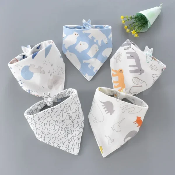 5pcs/lot Baby Bibs Cotton Saliva Towel Triangle Scarf Newborn Double Layer Burp Cloths Bandana Baby Accessories Newborn