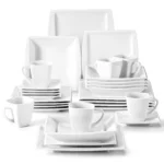 MALACASA Blance 30/60PCS White Porcelain Dinner Set WIth 6*Cups,Saucers,Dinner Soup Dessert Plates Ceramic Set for 6/12 Person