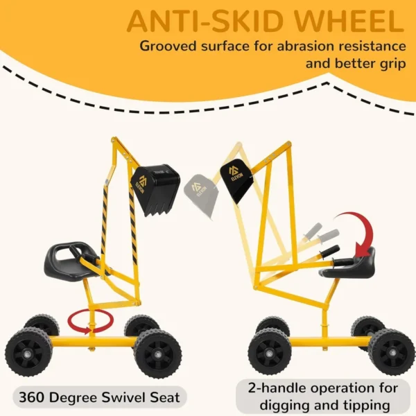 Sand Digger Excavator Toys for Kids Outdoor Sandbox Digger Crane with 360 Degree Rotatable Seat Excavator Ride On Toy Beach Toys