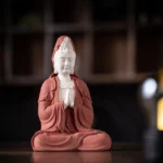 Cz ceramic guanyin buddha statue home worship living room ornaments sitting lotus smiling nanhai guanyin empress bodhisattva