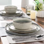 Ceramic Dinnerware Sets for 6 18 Pieces Stoneware Plates and Bowls Sets Reactive Glaze Dishes Scratch Resistant DishwasherandMi