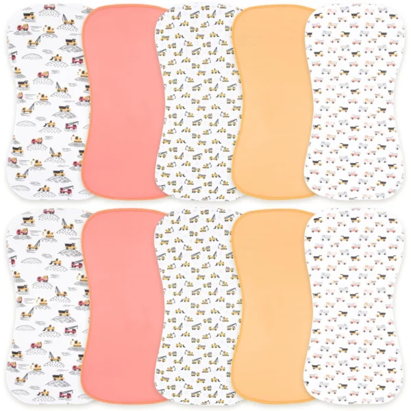 10-Pack Burp Cloths for Baby Unisex - Organic Baby Burp Cloth, Baby Washcloths, Burp Rags, Large Burp Clothes