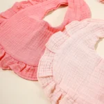 Hot Sale Children Bib Set Cotton Muslin Toddler Baby Comfort Saliva Color Dorp Shape Towel Solid With Button Kid Bibs