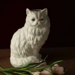 Cute White Cat Ceramic Vase Desk Decoration Flowers Arrangement Artificial Flower Decorative Floral Vases Room Aesthetic Decor