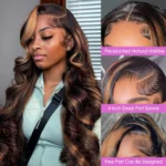 1B/30 Black and Blonde Highlight Body Wave 13x4 Lace Frontal Wigs Human Hair Brazilian Remy Ombre Blonde Colored Lace Front Wig