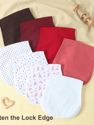 3 Absorbent Layers Design Baby Girls Burp Cloths, Cute Infant Burp Rags, Waterproof Design, 8 Pack
