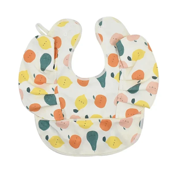 INS Nordic Style Baby Bibs Waterproof Short Sleeve with Pocket Feeding Waterproof Bib Easy Clean Cute Elephant Bibs Soft PU