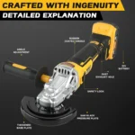 2026 New! DEWALT DCG405FN 125mm Flat Head Angle Grinder - Bare Machine, 18V Lithium - Powered Brushless Tool for Precise Cutting