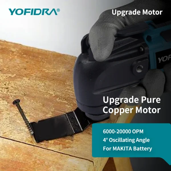 YOFIDRA 600W Cordless Angel Oscillating Multi Tool Electric Trimmer Saw 4°Adjustable Angle Power Tool For Makita Battery Pin